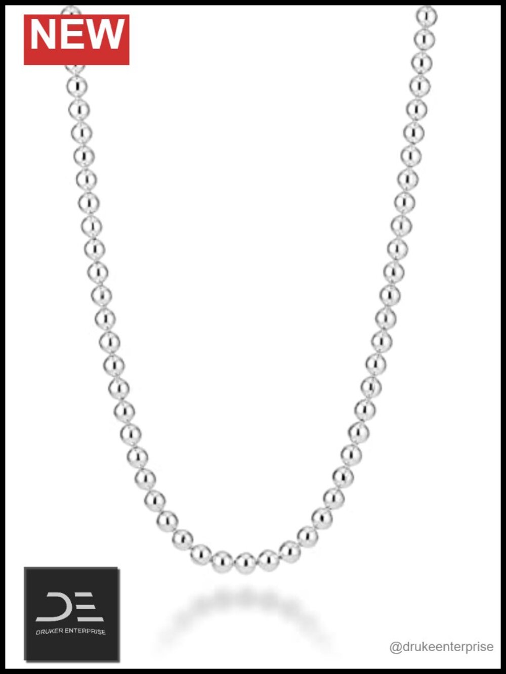 Italian 925 Sterling Silver Ball Necklace Women 3mm Handmade Elegant Jewelry